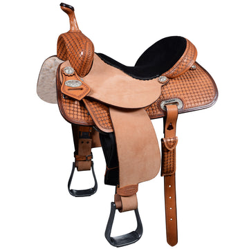Hilason Western Horse Ranch Roping Saddle American Leather Hilason Tan pleasure endurance